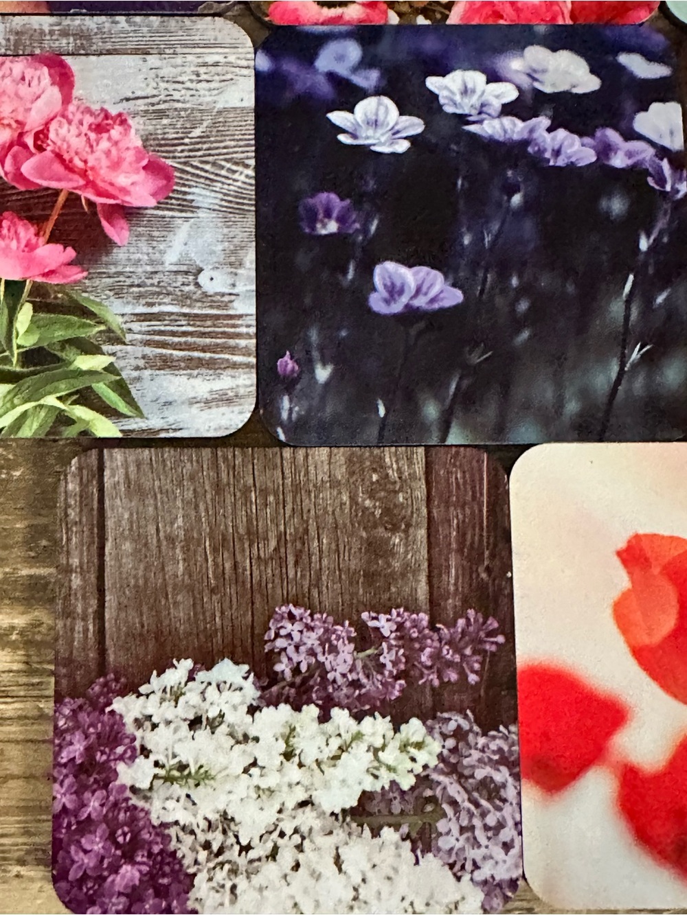 Floral Photo Coaster Set - Multi-Color - Picture 5 of 6